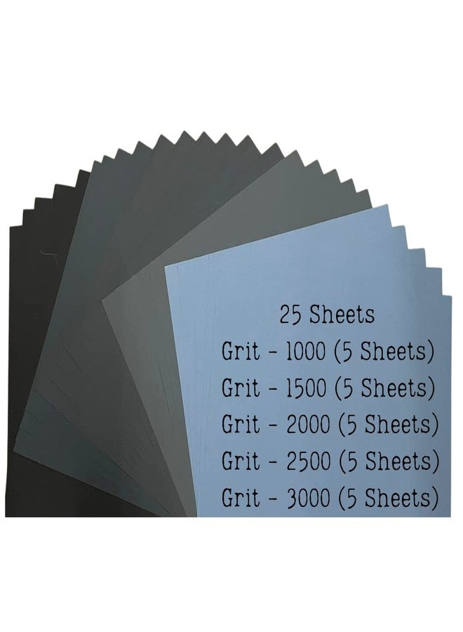 Color Zebra CZ SAND PAPER GRIT 1000,1500,2000,2500,3000 | Pack of 25 Sheets of Water Proof Latex Silicon Carbide sanding paper (5 pcs each Grit) Paper Size - 23 cm X 28cm for Sanding and Polishing - Image 2